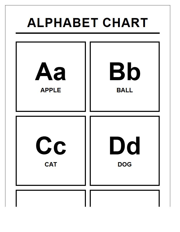 Large Print Black And White Printable Alphabet Chart