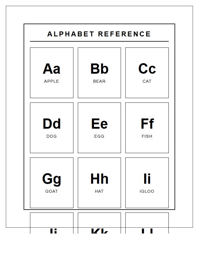 Minimalist Black And White Printable Alphabet Chart For Classroom