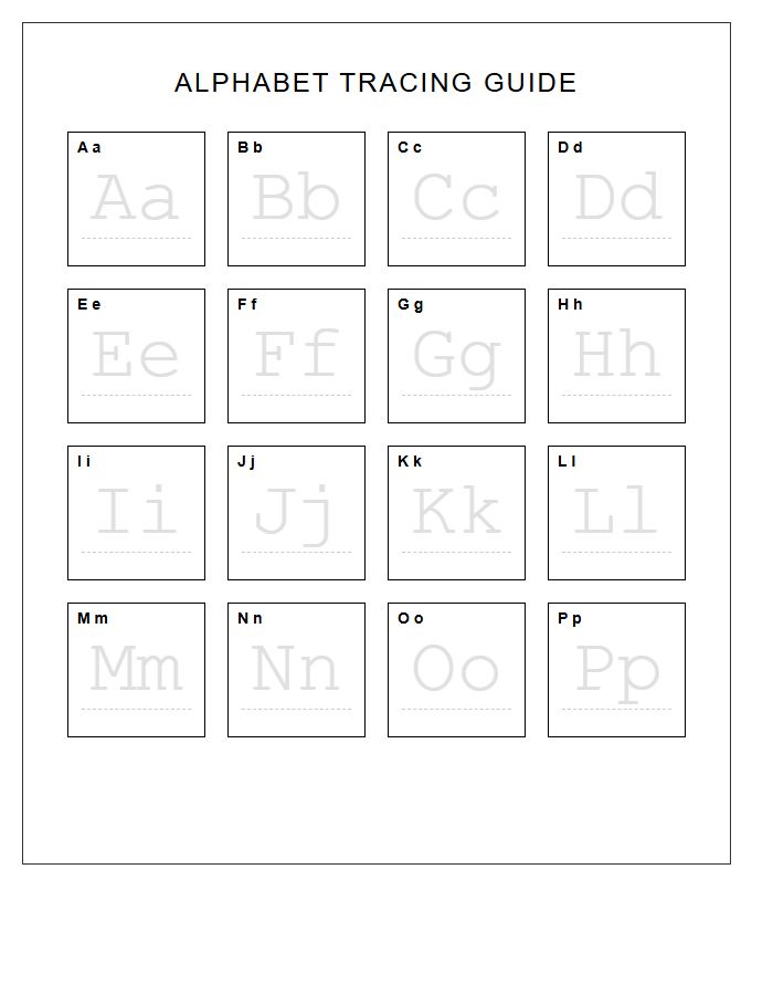 Simple Black And White Printable Alphabet Trace Chart