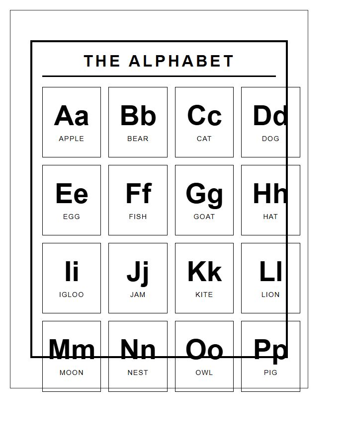 Vertical Black And White Printable Alphabet Chart For Home