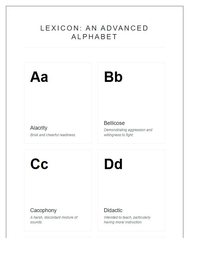 Complex Vocabulary Printable Alphabet Poster Chart