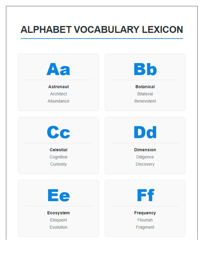 Detailed Vocabulary Printable Alphabet Visual Chart