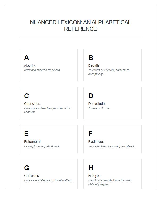 Nuanced English Vocabulary Printable Alphabet Chart