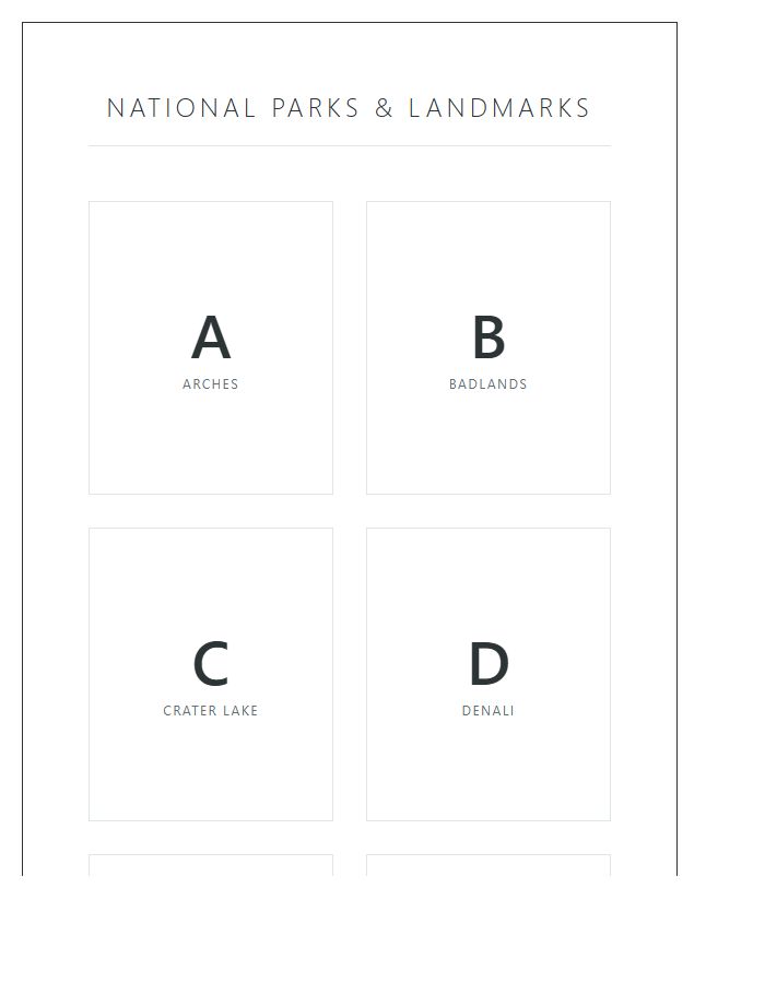 Nursery Wall National Park Landmark Printable Alphabet Chart