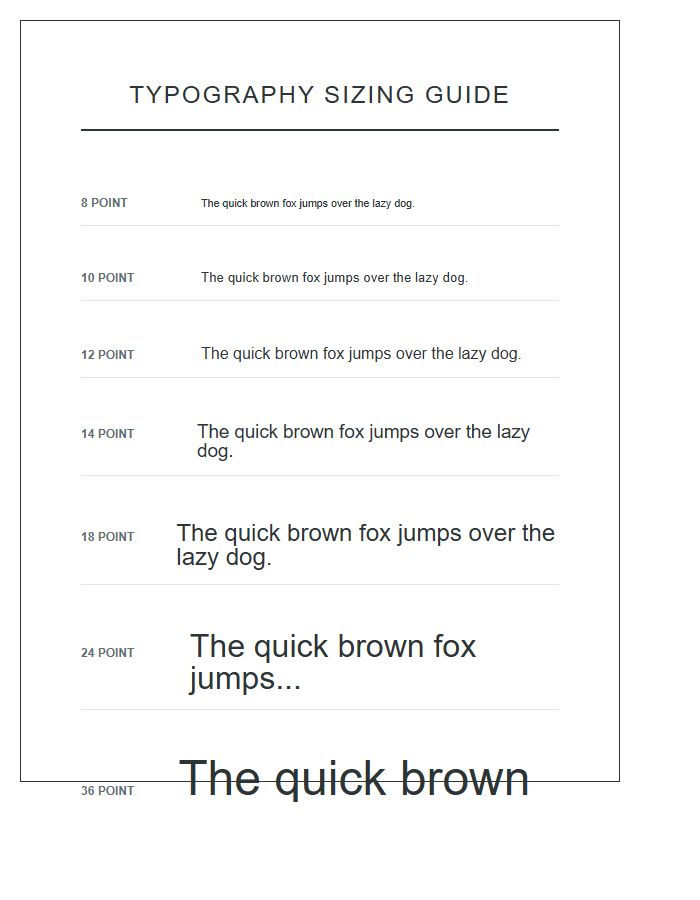 Correct Letter Sizing Printable Chart