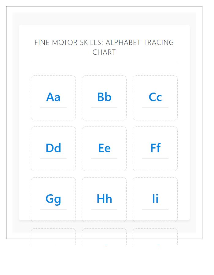 Fine Motor Skills Alphabet Printable Chart
