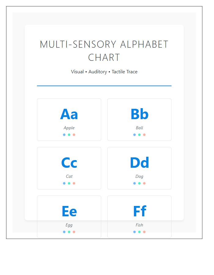 Multi Sensory Writing Printable Alphabet Chart