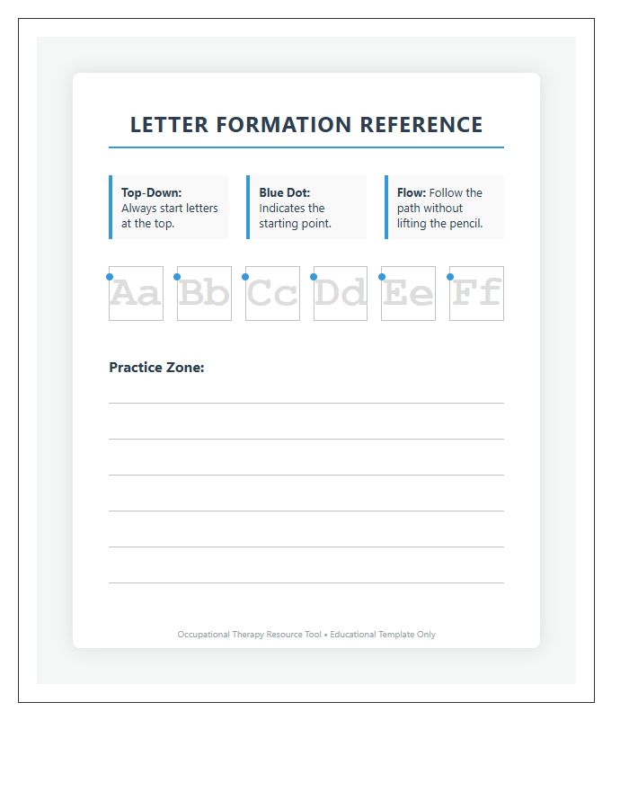Occupational Therapy Letter Formation Printable Chart