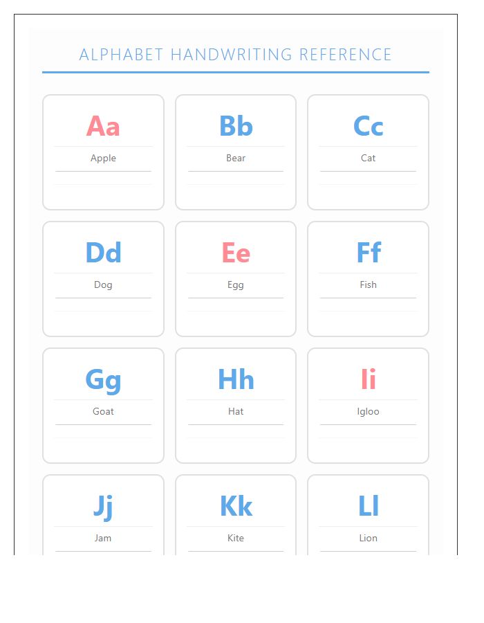 Pediatric Occupational Therapy Printable Alphabet Chart