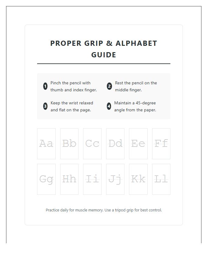 Proper Grip Alphabet Writing Printable Chart