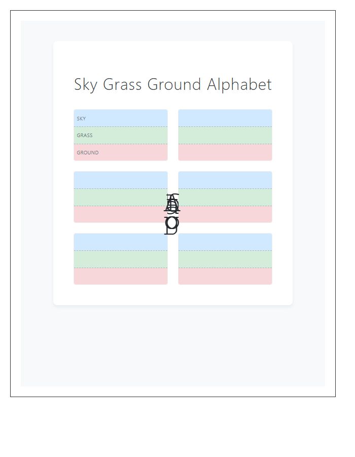 Sky Grass Ground Alphabet Printable Chart