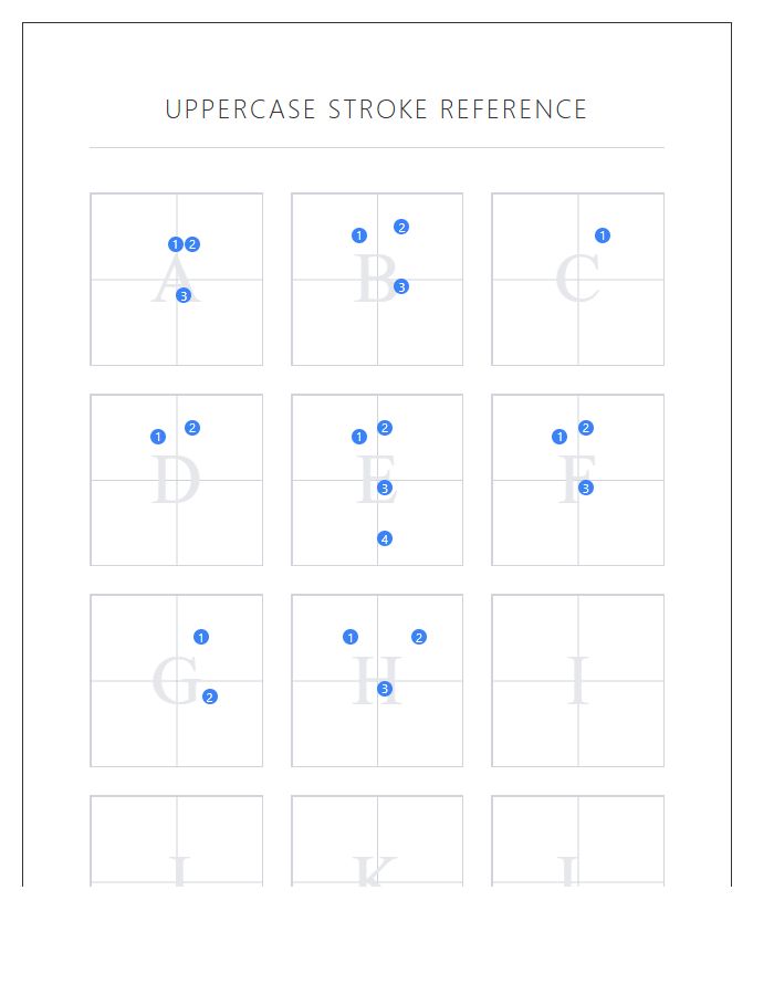 Uppercase Handwriting Strokes Printable Chart
