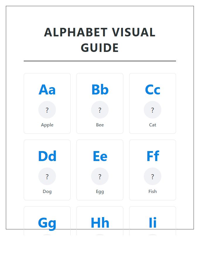 Visual Cue Alphabet Printable Chart