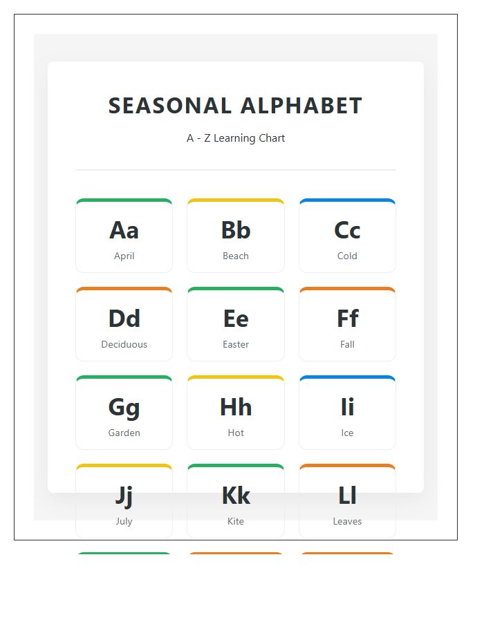Elementary Seasonal Printable Alphabet Chart