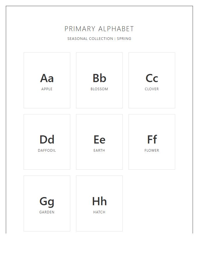 Primary Seasonal Printable Alphabet Chart