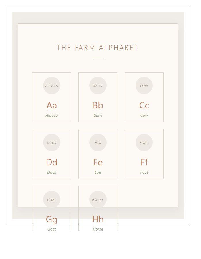 Boho Farm Animal Illustration Printable Alphabet Chart