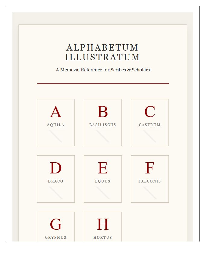 Vintage Medieval Illustration Printable Alphabet Chart