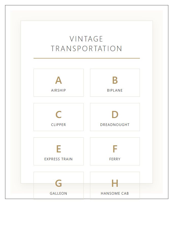 Vintage Transportation Vehicle Names Printable Alphabet Chart
