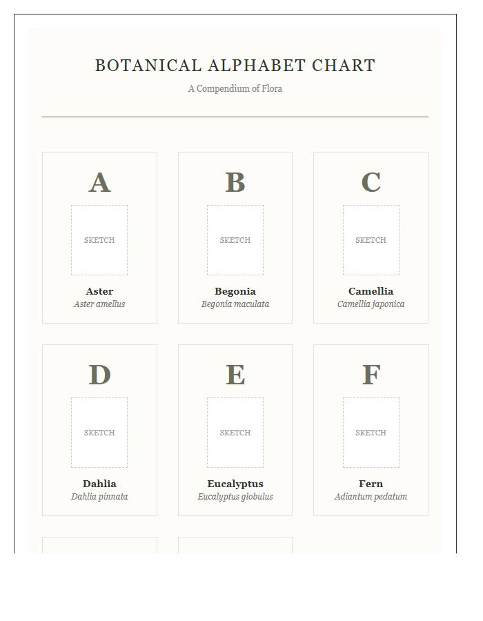 Hand Drawn Botanical Plant Species Printable Alphabet Chart