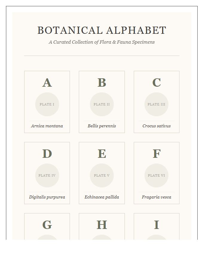 Vintage Botanical Plant Species Printable Alphabet Chart