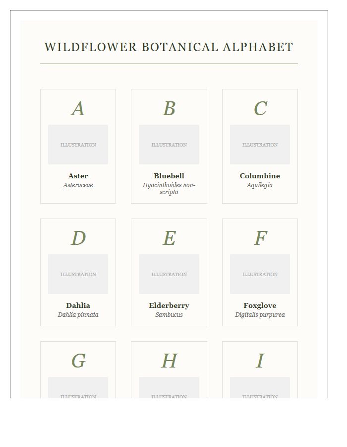Wildflower Botanical Plant Species Printable Alphabet Chart