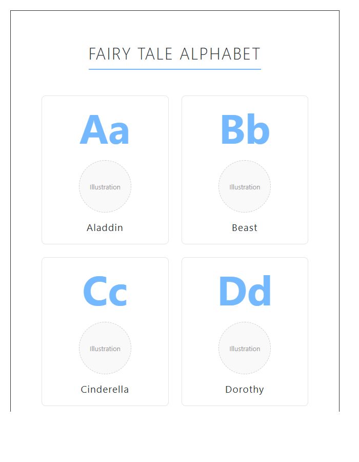 Large Format Fairy Tale Character Printable Alphabet Chart