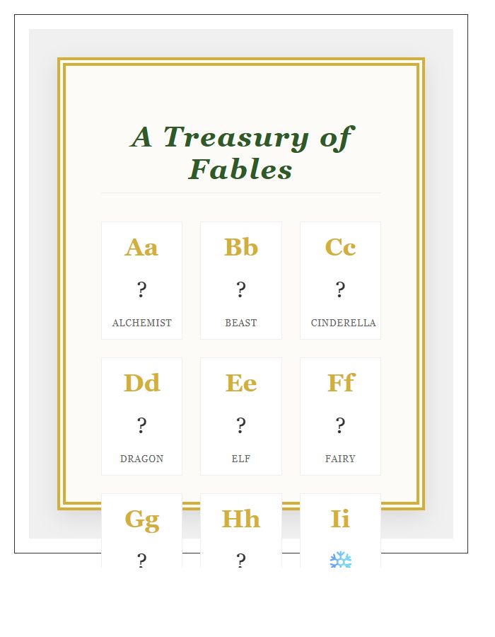 Whimsical Fairy Tale Character Printable Alphabet Chart Decor