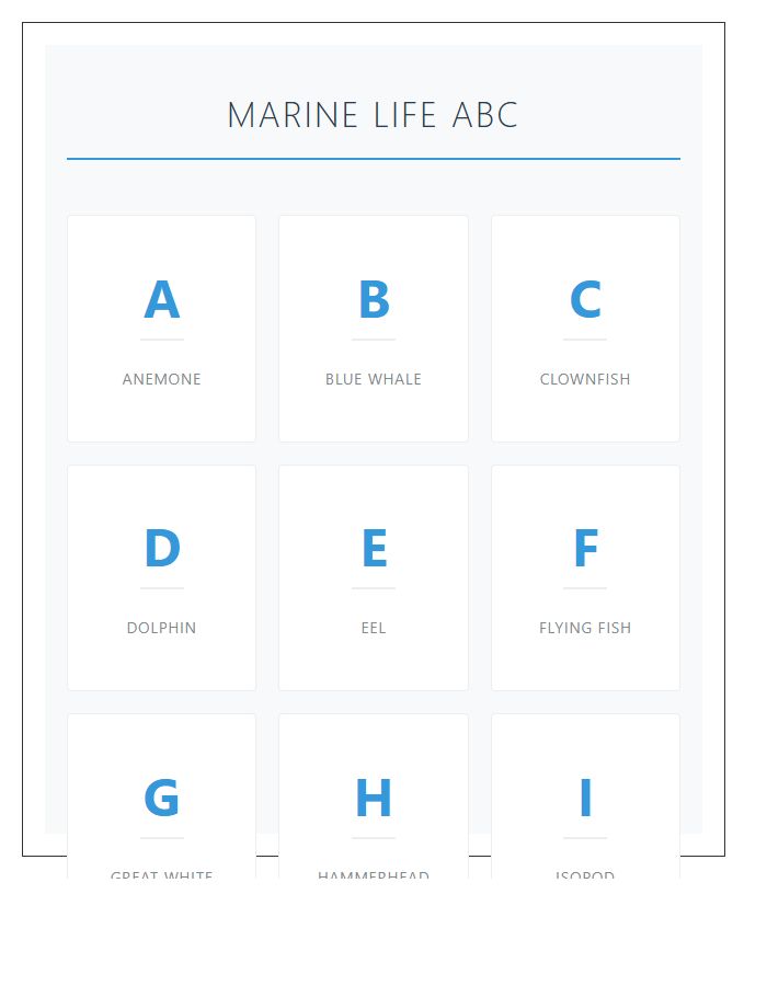 Marine Life Visual ABC Printable Chart