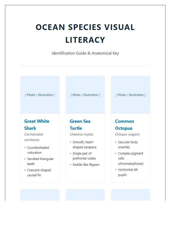 Ocean Species Visual Literacy Printable Chart