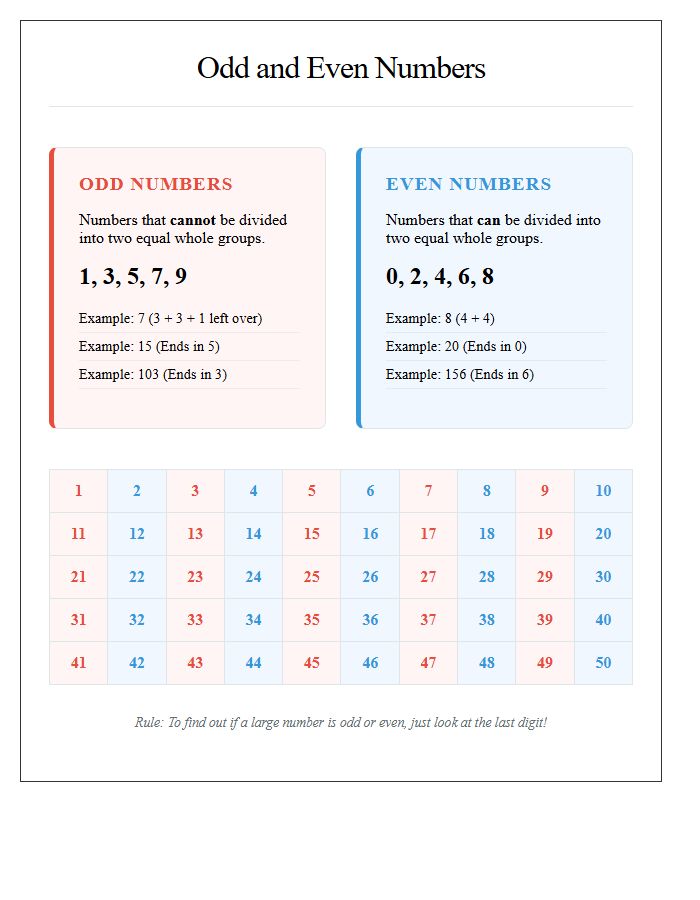 Odd And Even Numbers Printable Chart With Examples