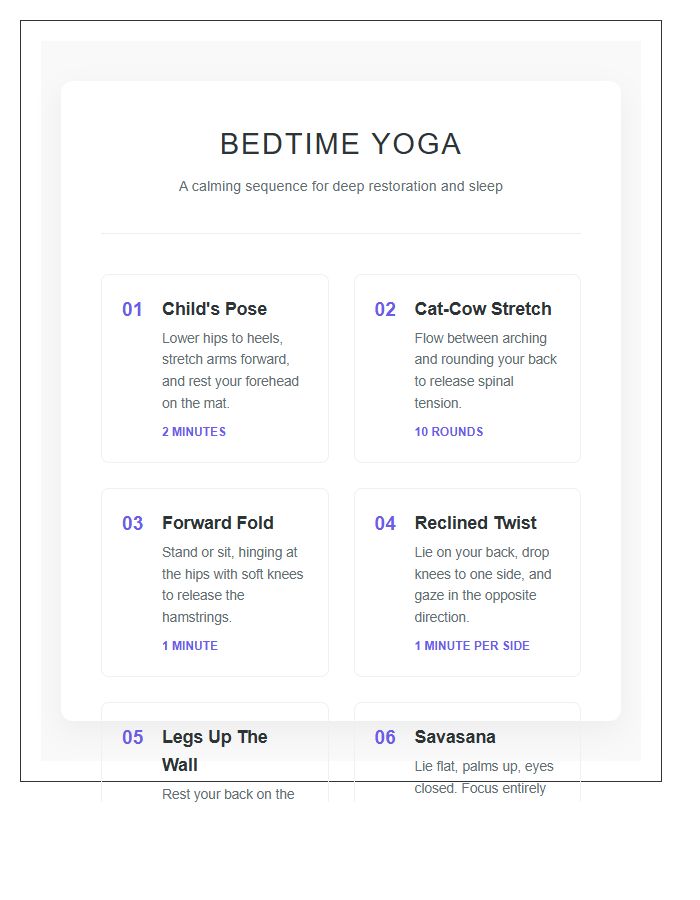 Bedtime Yoga Sequence Printable Chart