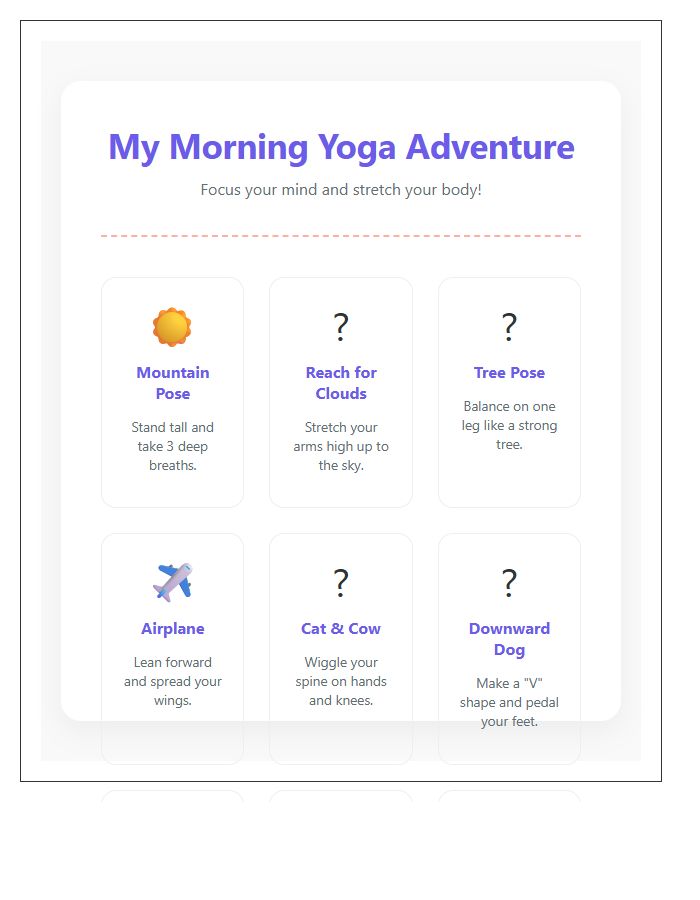 Kids Yoga Sequence Printable Chart