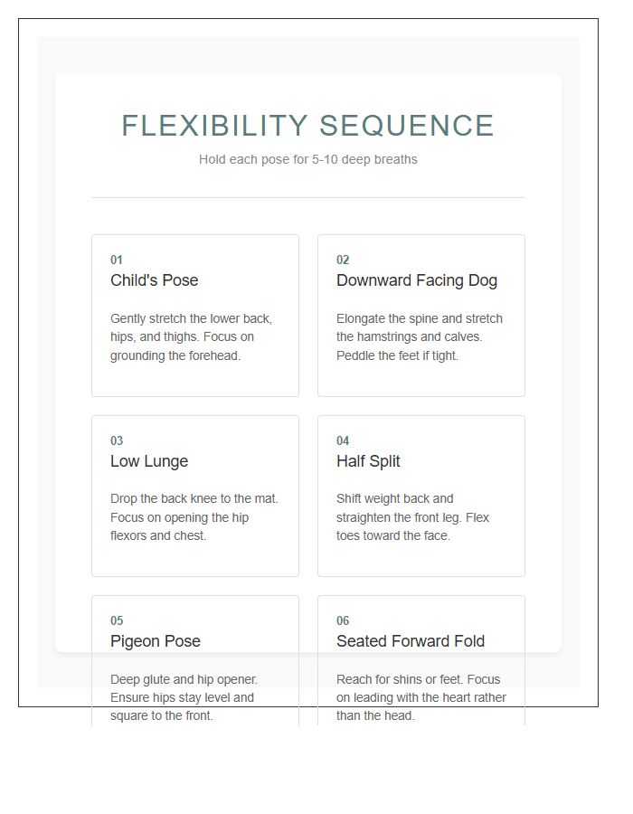 Yoga Sequence For Flexibility Printable Chart