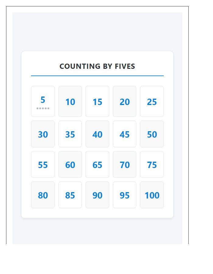 Student Desk Counting By Fives Numbers Printable Chart