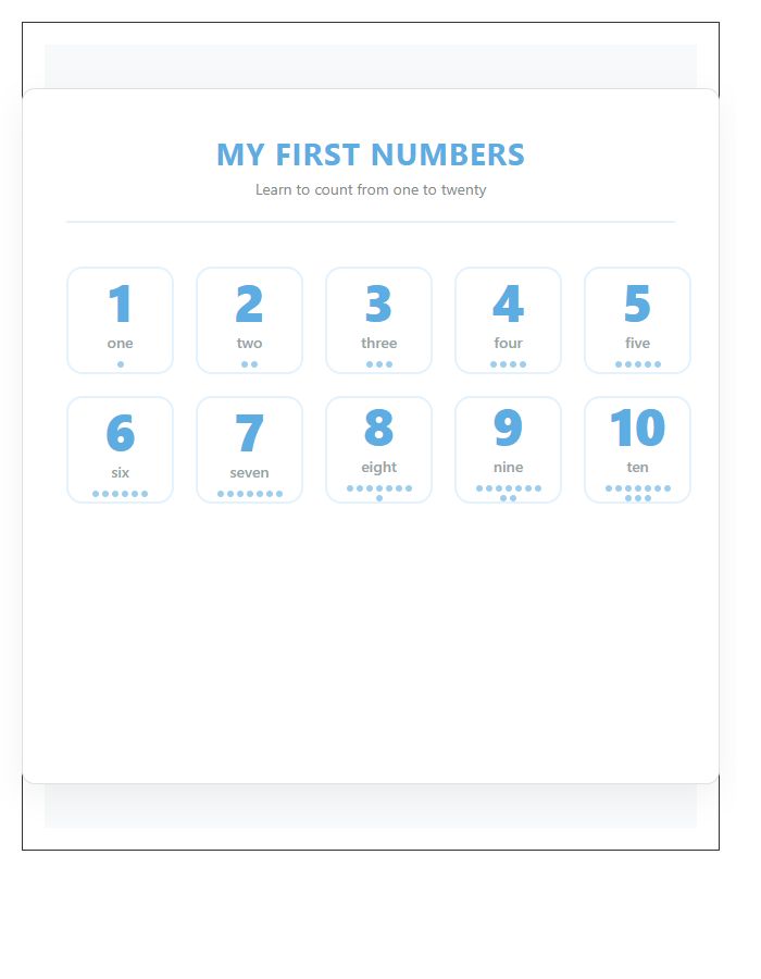 Educational Preschool Counting Numbers Printable Chart