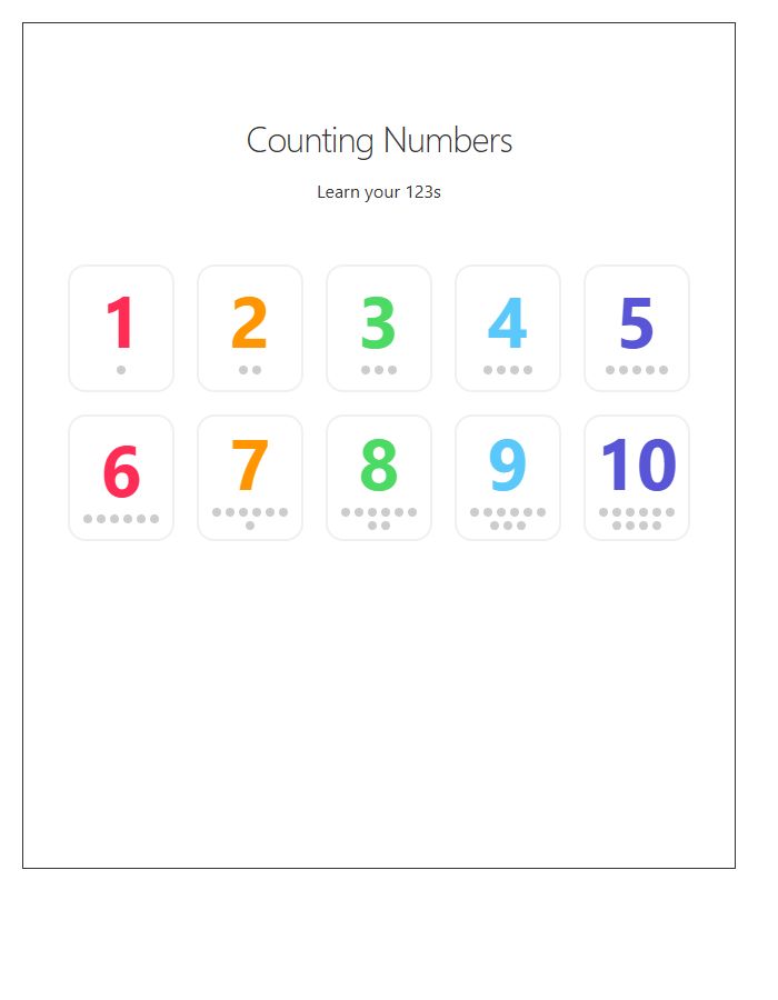 Preschool Counting Numbers Printable Chart For Toddlers